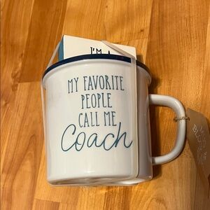 Coach White Ceramic Mug with Blue Lettering